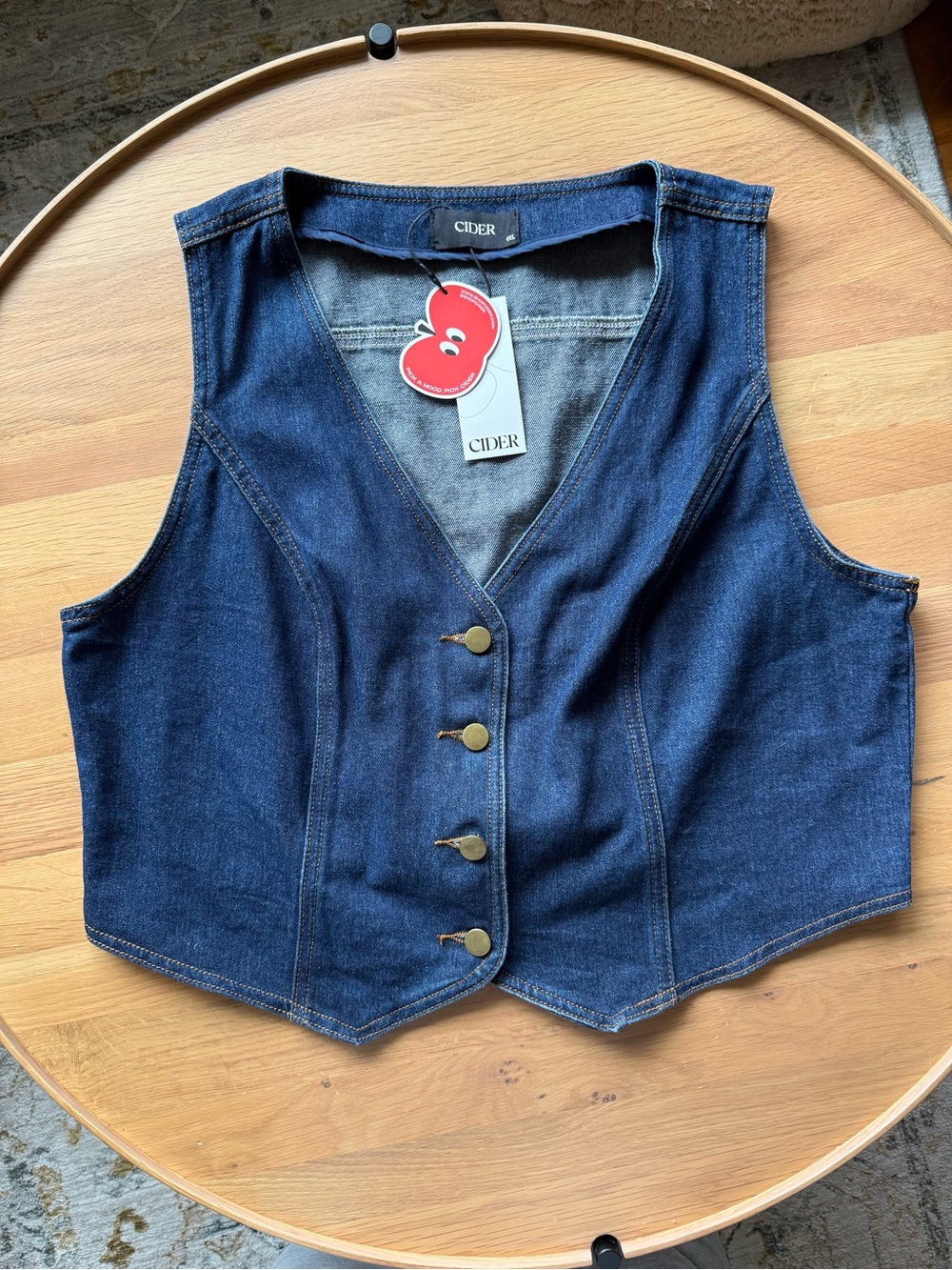 NWT Cider Women's Dark Blue Denim Vest - 1XL